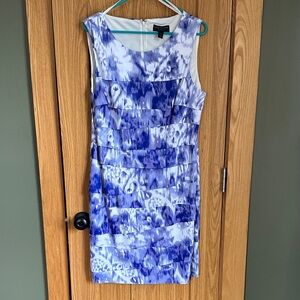 Blue Patterned Sleeveless Dress